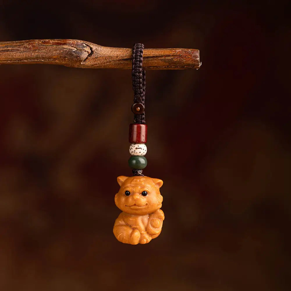 Buddha Stones Year Of The Horse Red Sandalwood Star Moon Bodhi Seed Blessing Key Chain - Red Sandalwood Star Moon Bodhi