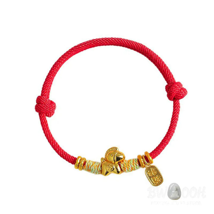 Buddha Stones Year Of The Horse Red String Black String Lucky Fortune Charm Braided Connection Bracelet - Bracelet