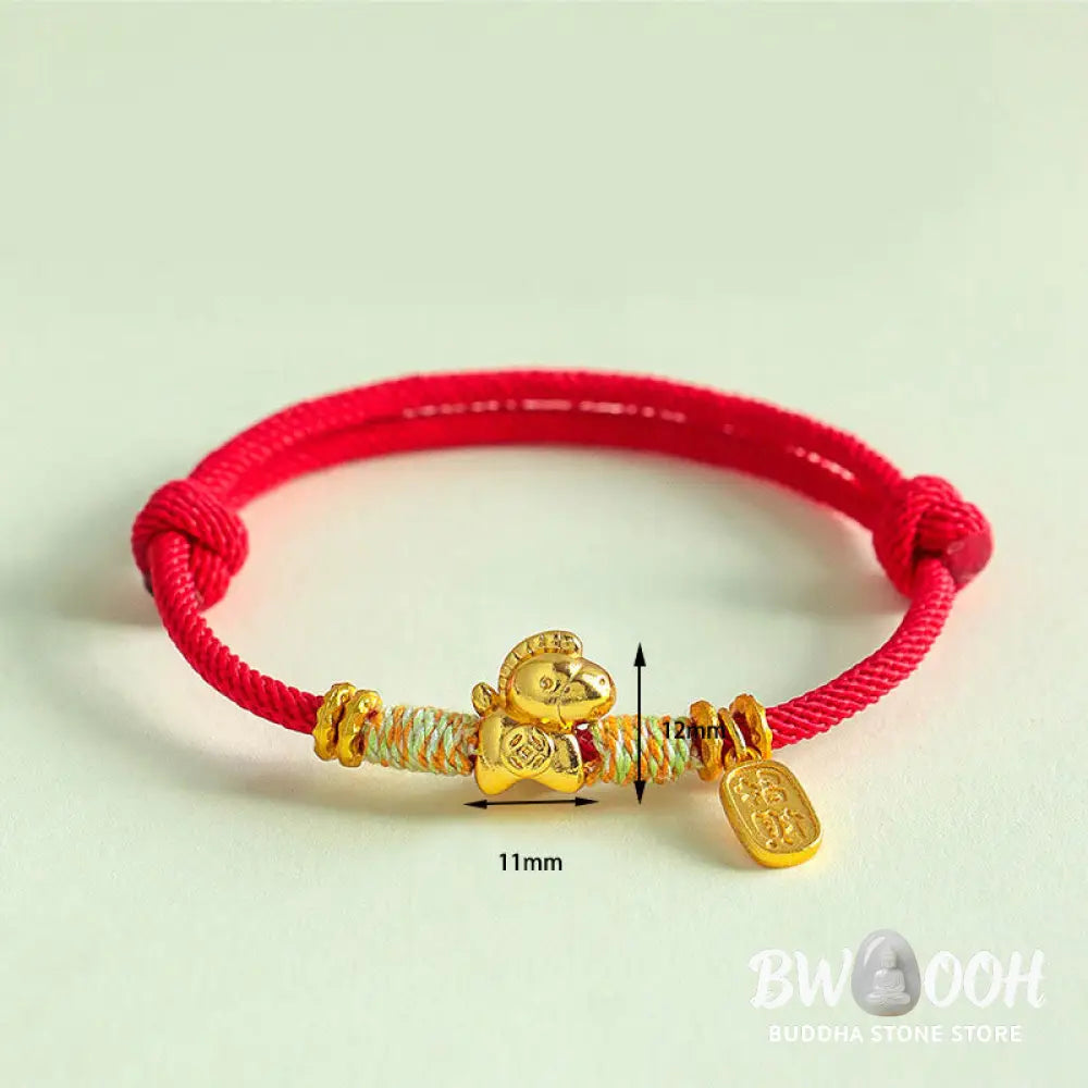 Buddha Stones Year Of The Horse Red String Black String Lucky Fortune Charm Braided Connection Bracelet - Bracelet