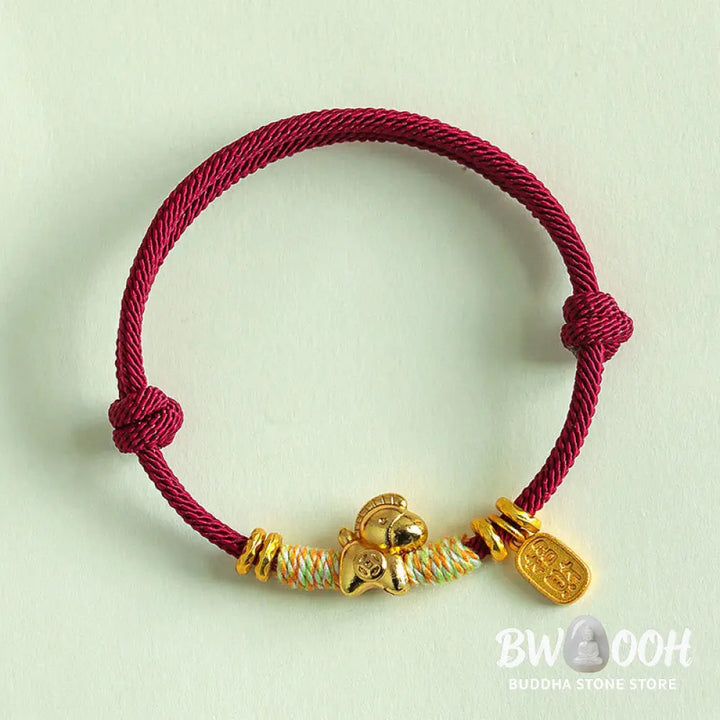 Buddha Stones Year Of The Horse Red String Black String Lucky Fortune Charm Braided Connection Bracelet - Bracelet