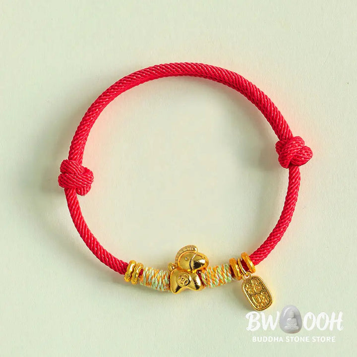 Buddha Stones Year Of The Horse Red String Black String Lucky Fortune Charm Braided Connection Bracelet - Bracelet