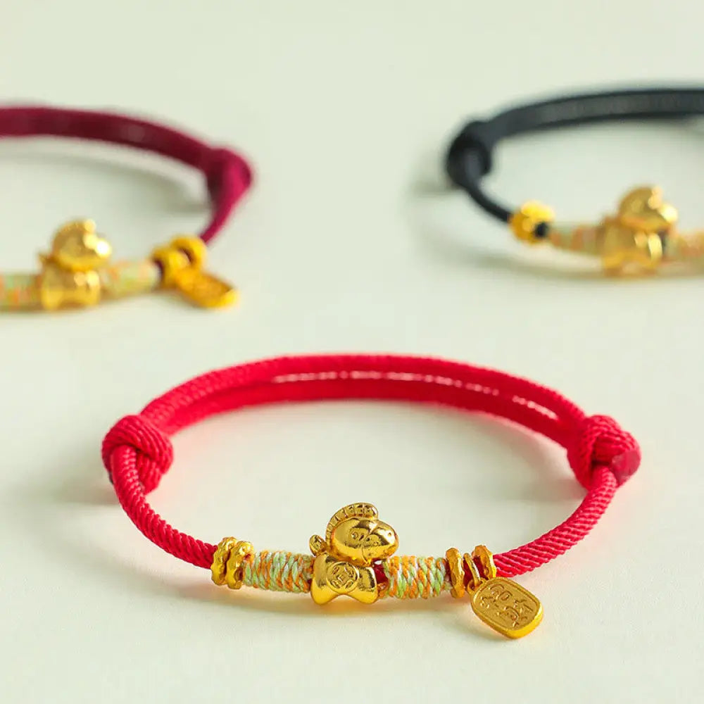 BWOOOH Year Of The Horse Red String Black String Lucky Fo