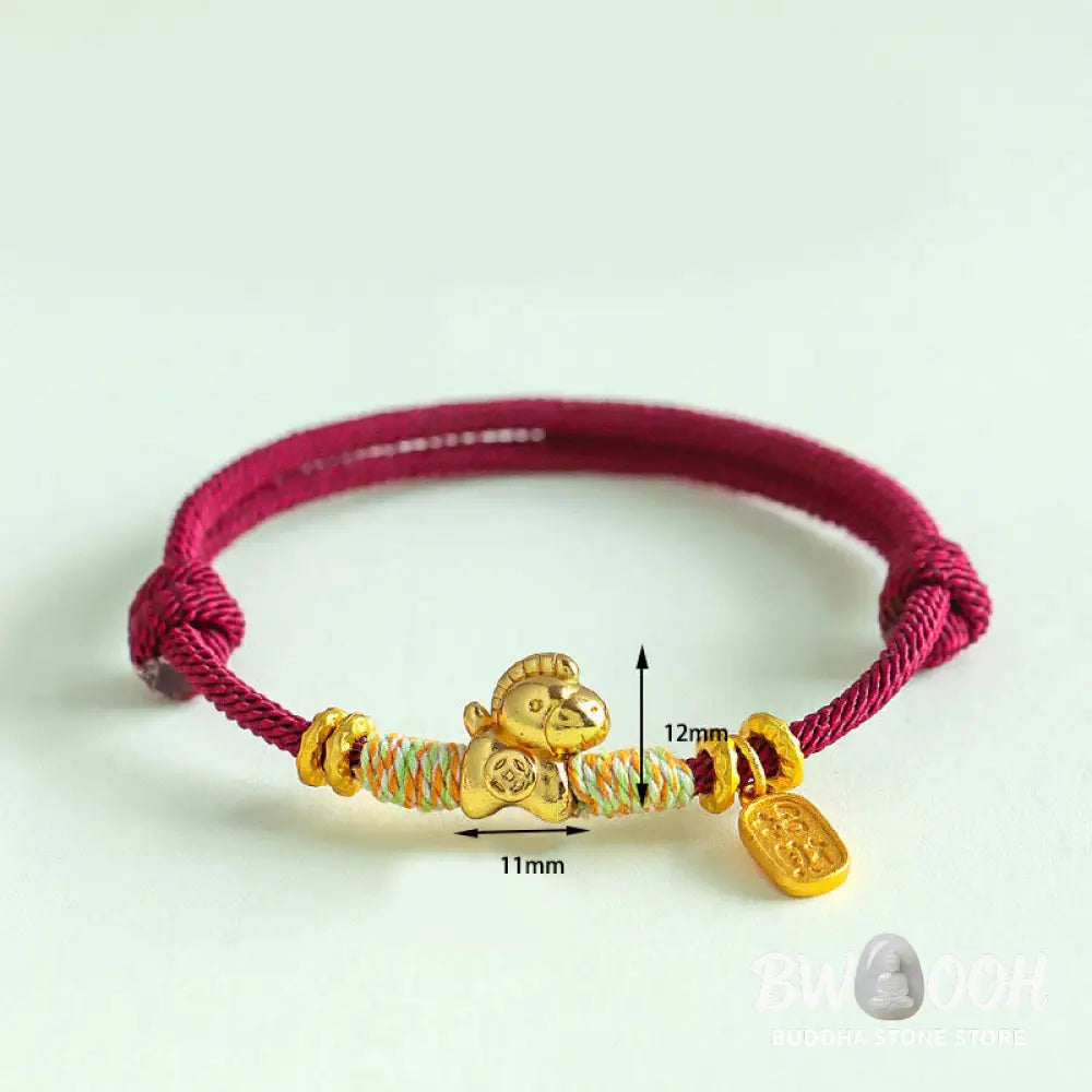 Buddha Stones Year Of The Horse Red String Black String Lucky Fortune Charm Braided Connection Bracelet - Bracelet