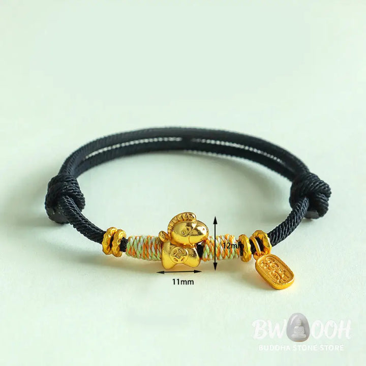Buddha Stones Year Of The Horse Red String Black String Lucky Fortune Charm Braided Connection Bracelet - Bracelet