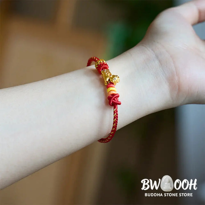 Buddha Stones Year Of The Horse Red String Concentration Bracelet - Red String Horse(Wrist Circumference: 14-23 cm)