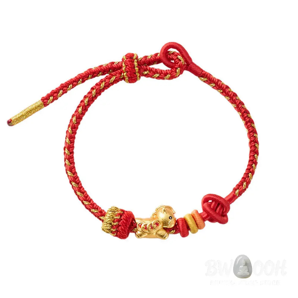 Buddha Stones Year Of The Horse Red String Concentration Bracelet - Red String Horse(Wrist Circumference: 14-23 cm)