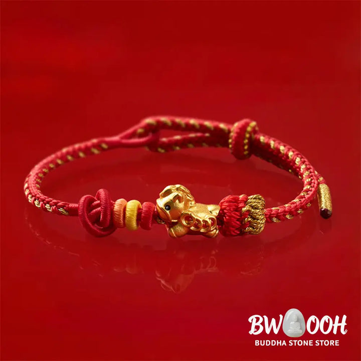 Buddha Stones Year Of The Horse Red String Concentration Bracelet - Red String Horse(Wrist Circumference: 14-23 cm)