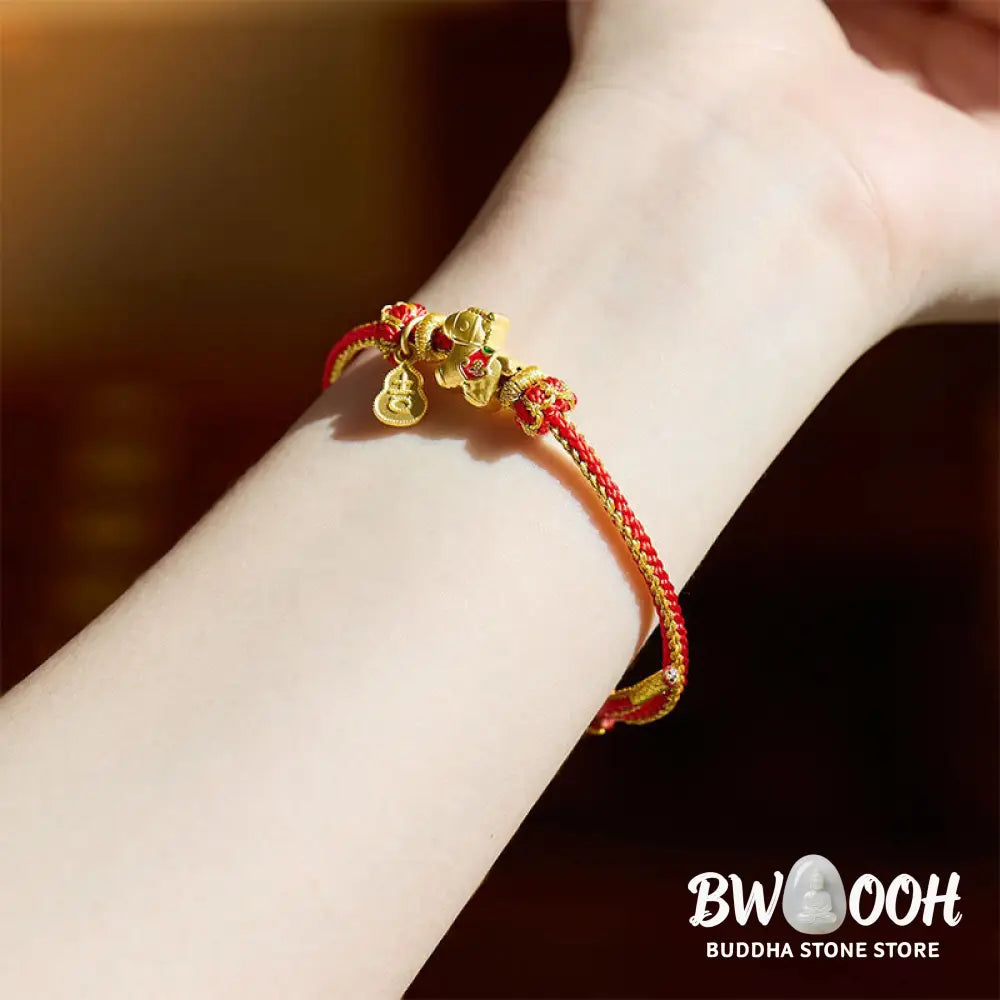 Buddha Stones Year Of The Horse Red String Copper Braided Luck Bracelet - Red String(Wrist Circumference: 14-23 cm)
