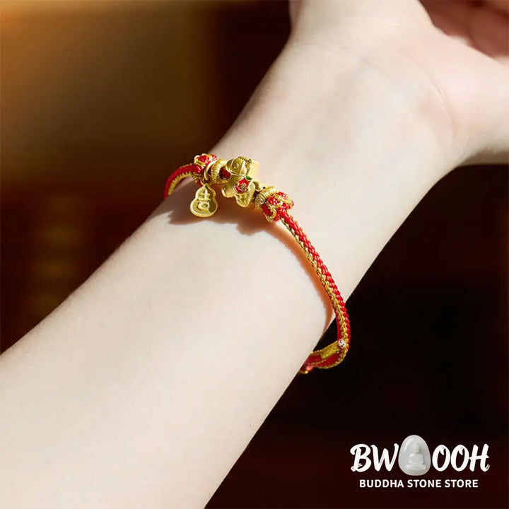 Buddha Stones Year Of The Horse Red String Copper Braided Luck Bracelet - Red String(Wrist Circumference: 14-23 cm)