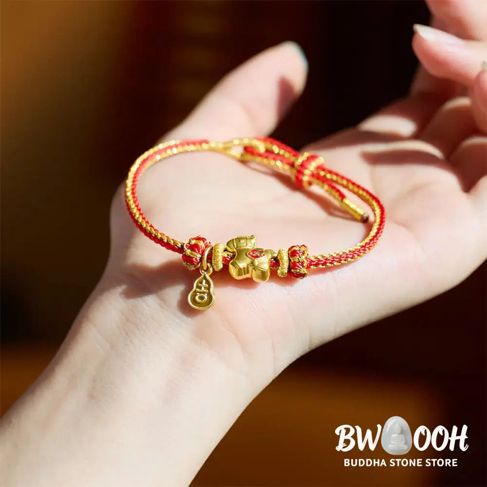 Buddha Stones Year Of The Horse Red String Copper Braided Luck Bracelet - Red String(Wrist Circumference: 14-23 cm)