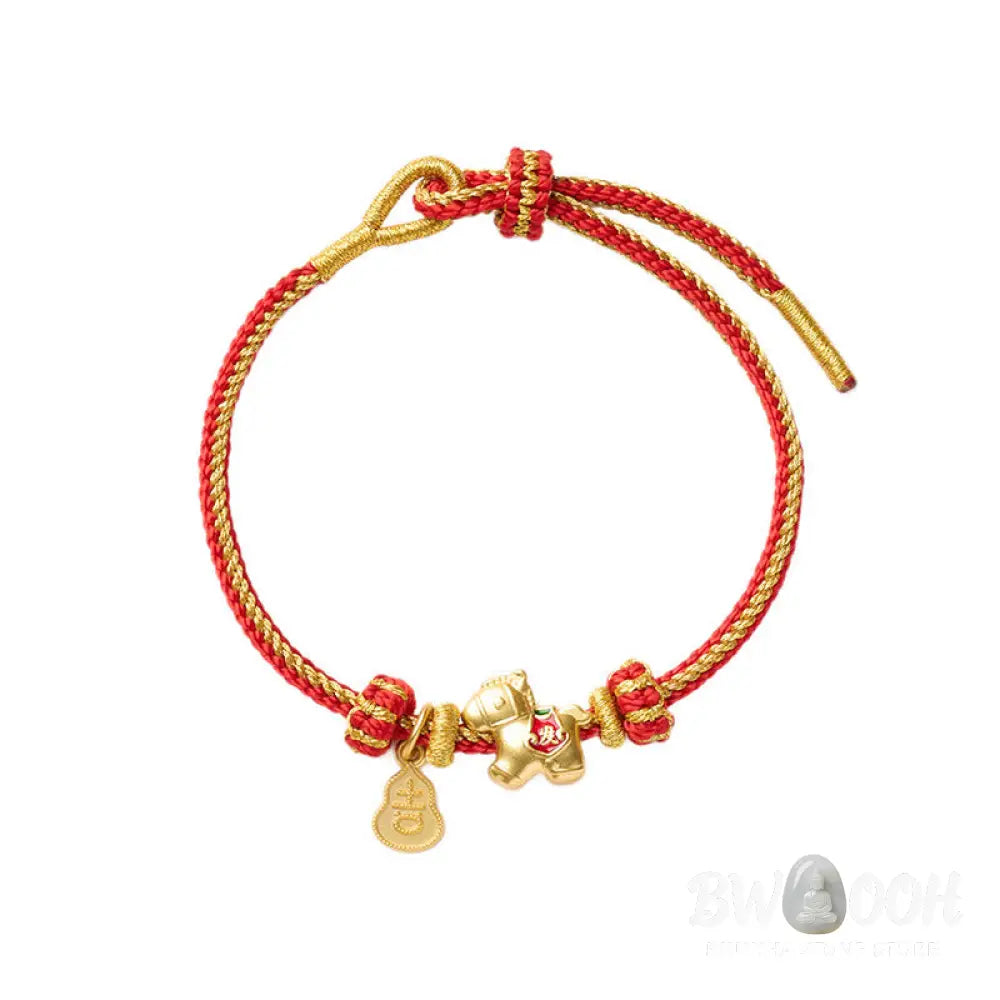 Buddha Stones Year Of The Horse Red String Copper Braided Luck Bracelet - Red String(Wrist Circumference: 14-23 cm)