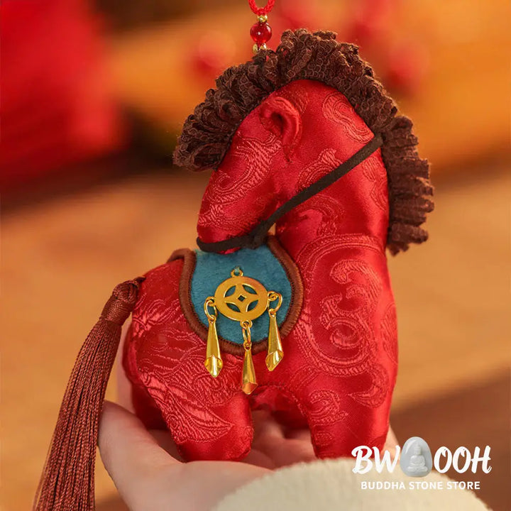 Buddha Stones Year Of The Horse Red String Embroidery Freedom Hanging Decoration - Hanging Decoration