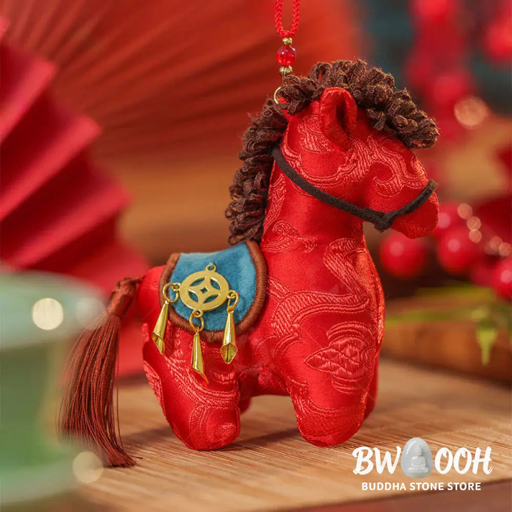 Buddha Stones Year Of The Horse Red String Embroidery Freedom Hanging Decoration - Hanging Decoration