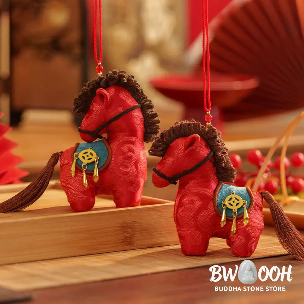 Buddha Stones Year Of The Horse Red String Embroidery Freedom Hanging Decoration - Hanging Decoration