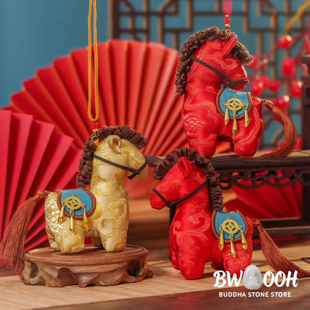 Buddha Stones Year Of The Horse Red String Embroidery Freedom Hanging Decoration - Hanging Decoration