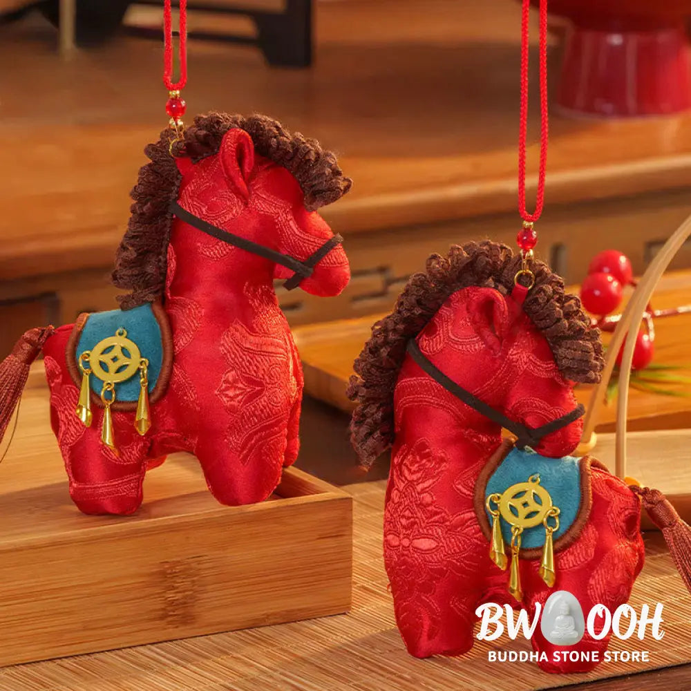 Buddha Stones Year Of The Horse Red String Embroidery Freedom Hanging Decoration - Hanging Decoration