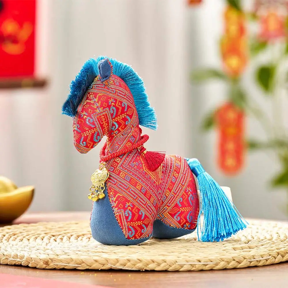 Buddha Stones Year Of The Horse Red String Embroidery Ingot Tassel Decoration - Red Horse / 16*12cm - Decorations