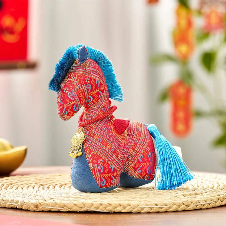 Buddha Stones Year Of The Horse Red String Embroidery Ingot Tassel Decoration - Red Horse / 16*12cm - Decorations