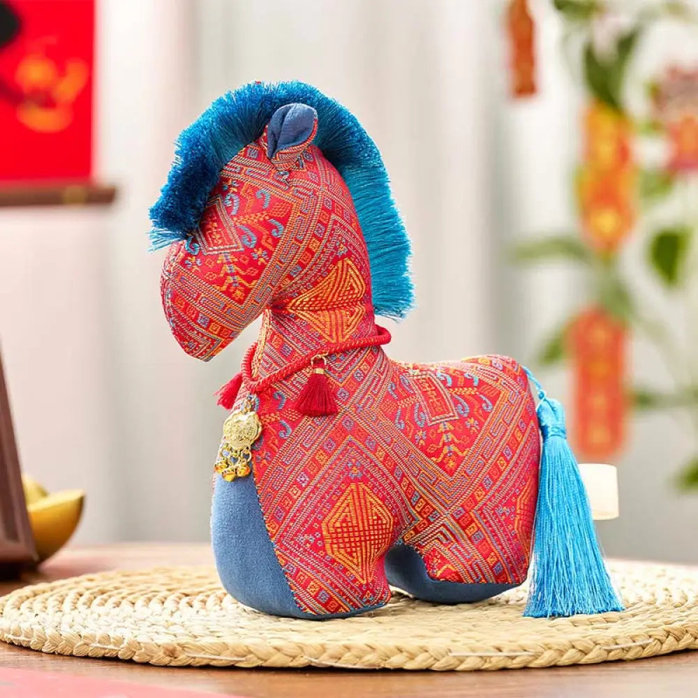 Buddha Stones Year Of The Horse Red String Embroidery Ingot Tassel Decoration - Red Horse / 20*17cm - Decorations