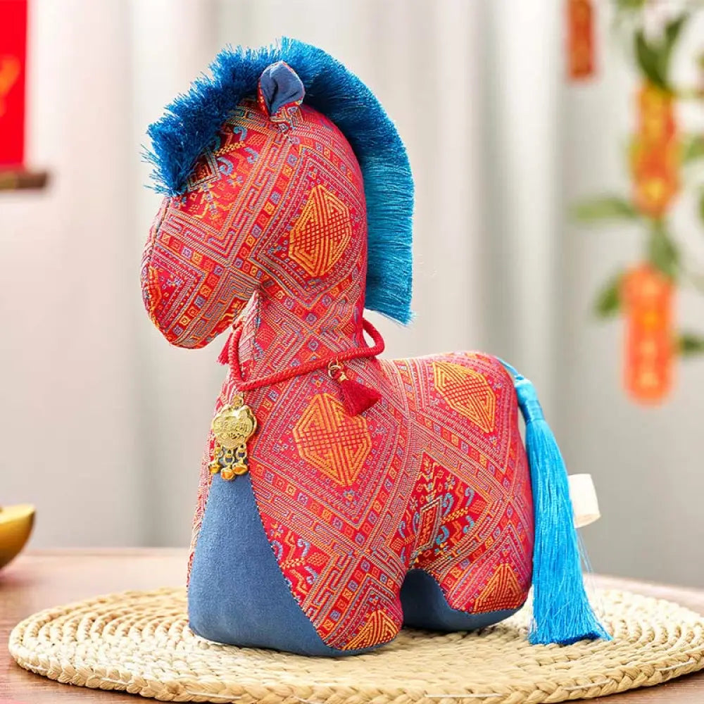 Buddha Stones Year Of The Horse Red String Embroidery Ingot Tassel Decoration - Red Horse / 25*20cm - Decorations