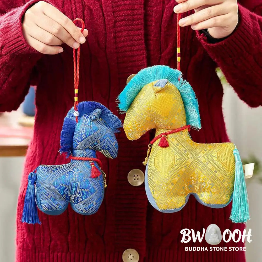 Buddha Stones Year Of The Horse Red String Embroidery Ingot Tassel Decoration - Decorations