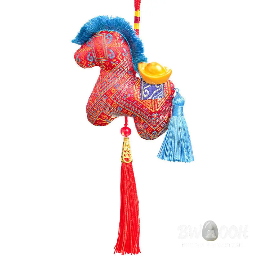 Buddha Stones Year Of The Horse Red String Embroidery Ingot Tassel Decoration - Decorations