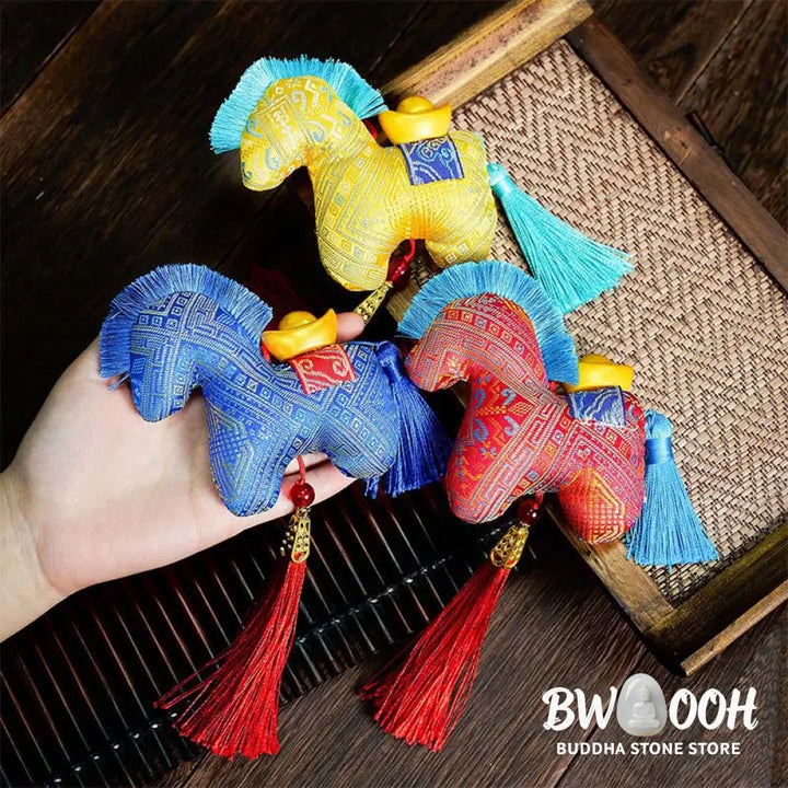 Buddha Stones Year Of The Horse Red String Embroidery Ingot Tassel Decoration - Decorations