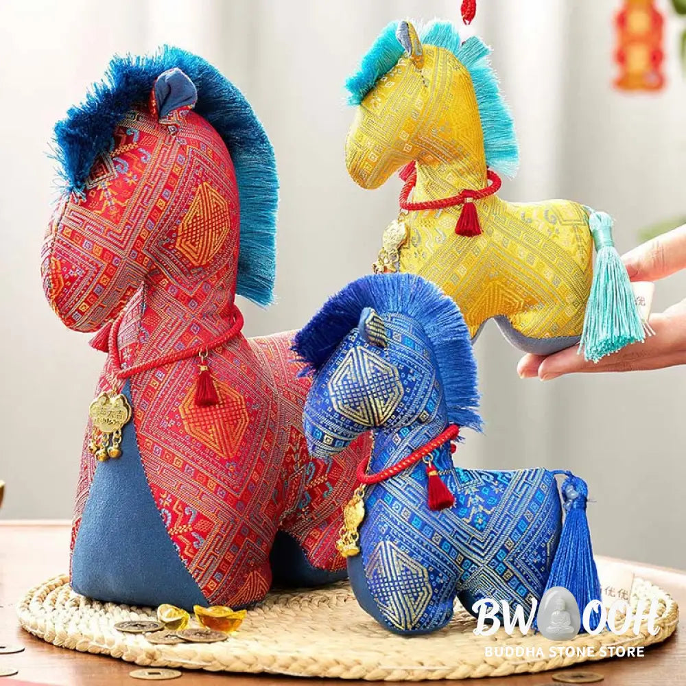 Buddha Stones Year Of The Horse Red String Embroidery Ingot Tassel Decoration - Decorations