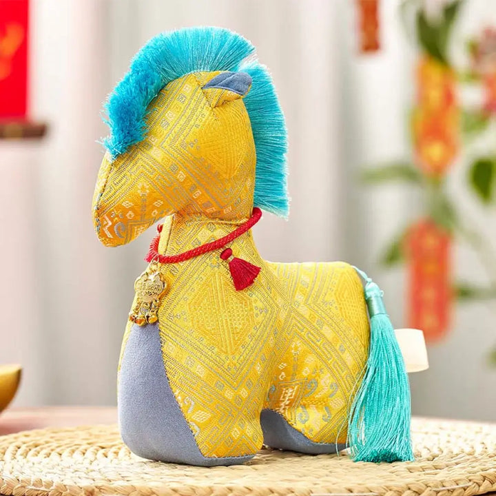 Buddha Stones Year Of The Horse Red String Embroidery Ingot Tassel Decoration - Yellow Horse / 25*20cm - Decorations