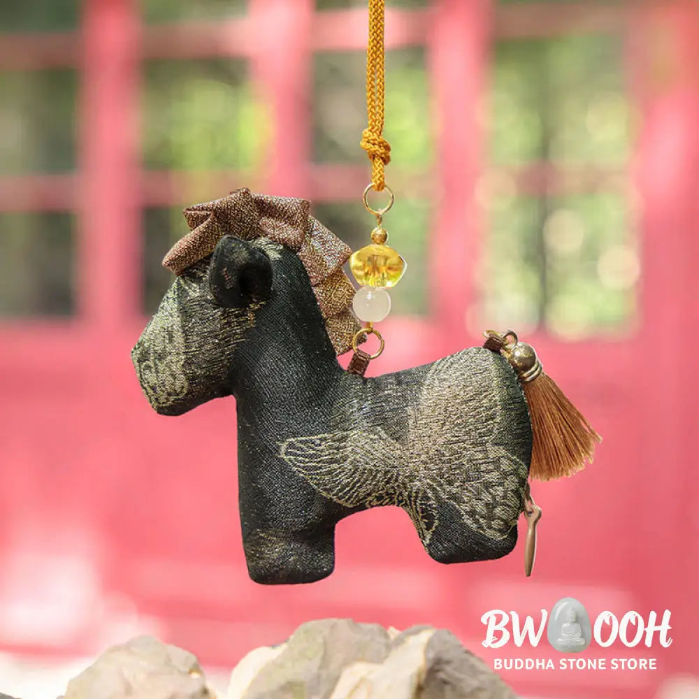 Buddha Stones Year Of The Horse Red String Tassel Embroidery Hanging Decoration - Hanging Decoration