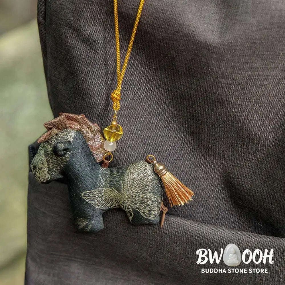 Buddha Stones Year Of The Horse Red String Tassel Embroidery Hanging Decoration - Hanging Decoration
