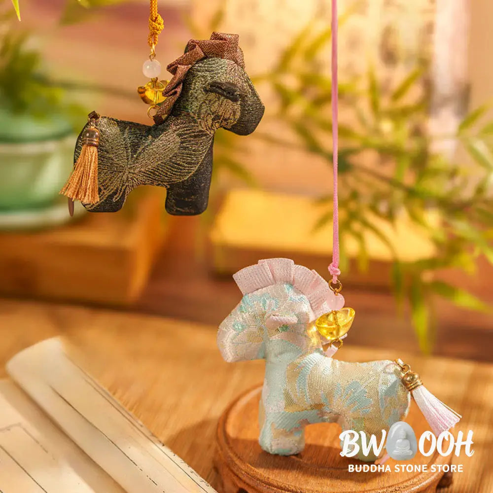 Buddha Stones Year Of The Horse Red String Tassel Embroidery Hanging Decoration - Hanging Decoration