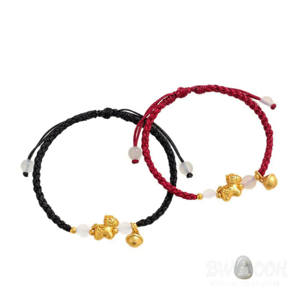 Buddha Stones Year Of The Horse Red String White Agate Connection Braided Bracelet - Bracelet