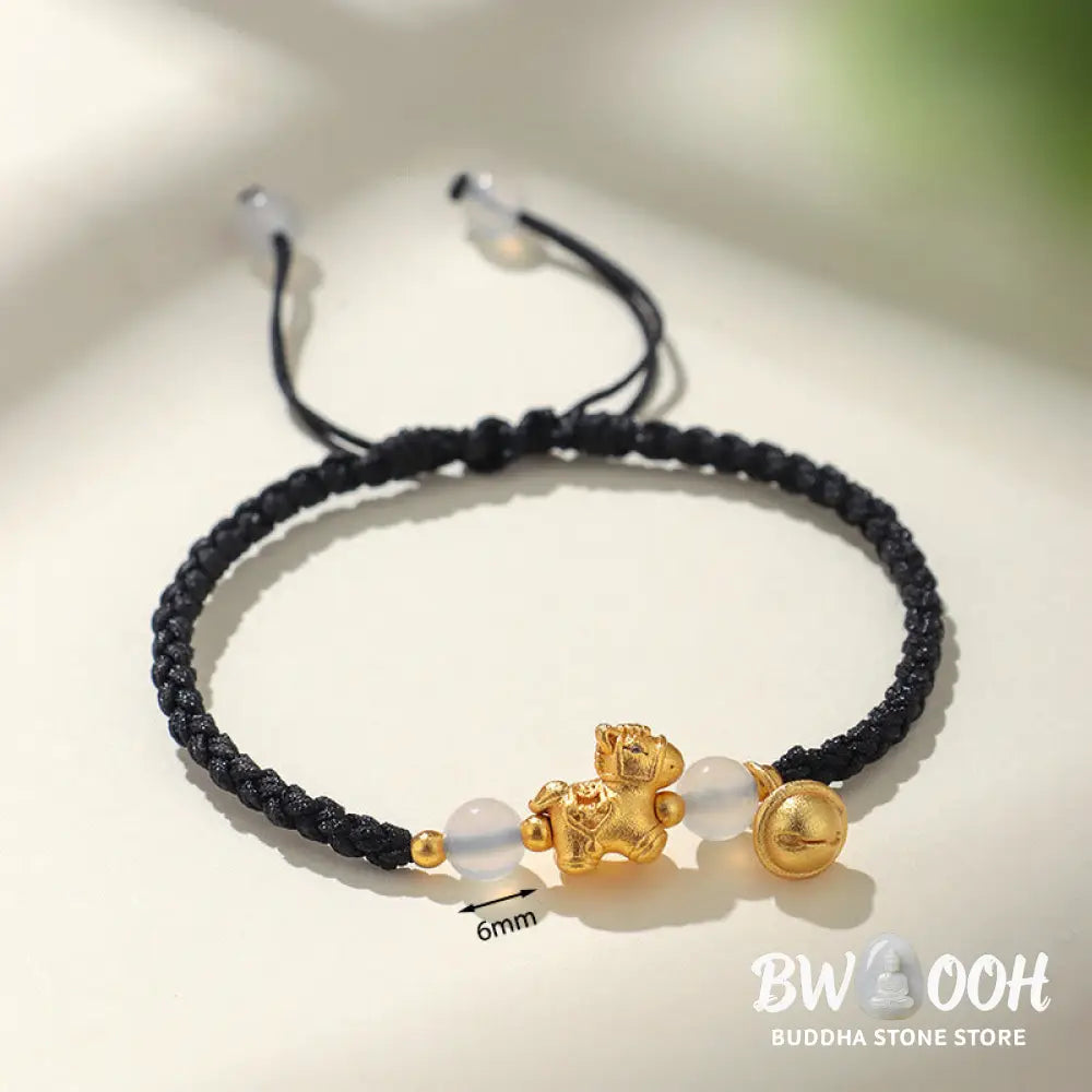 Buddha Stones Year Of The Horse Red String White Agate Connection Braided Bracelet - Bracelet