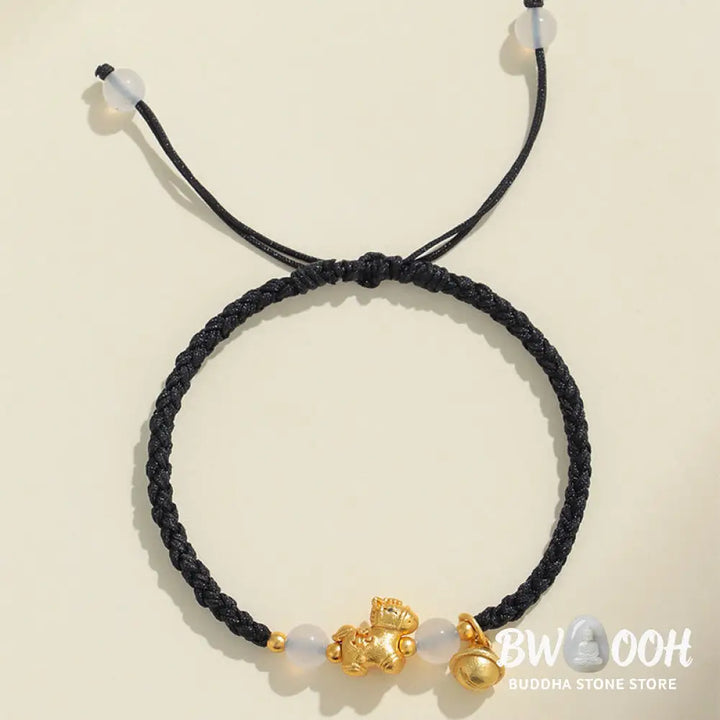 Buddha Stones Year Of The Horse Red String White Agate Connection Braided Bracelet - Bracelet
