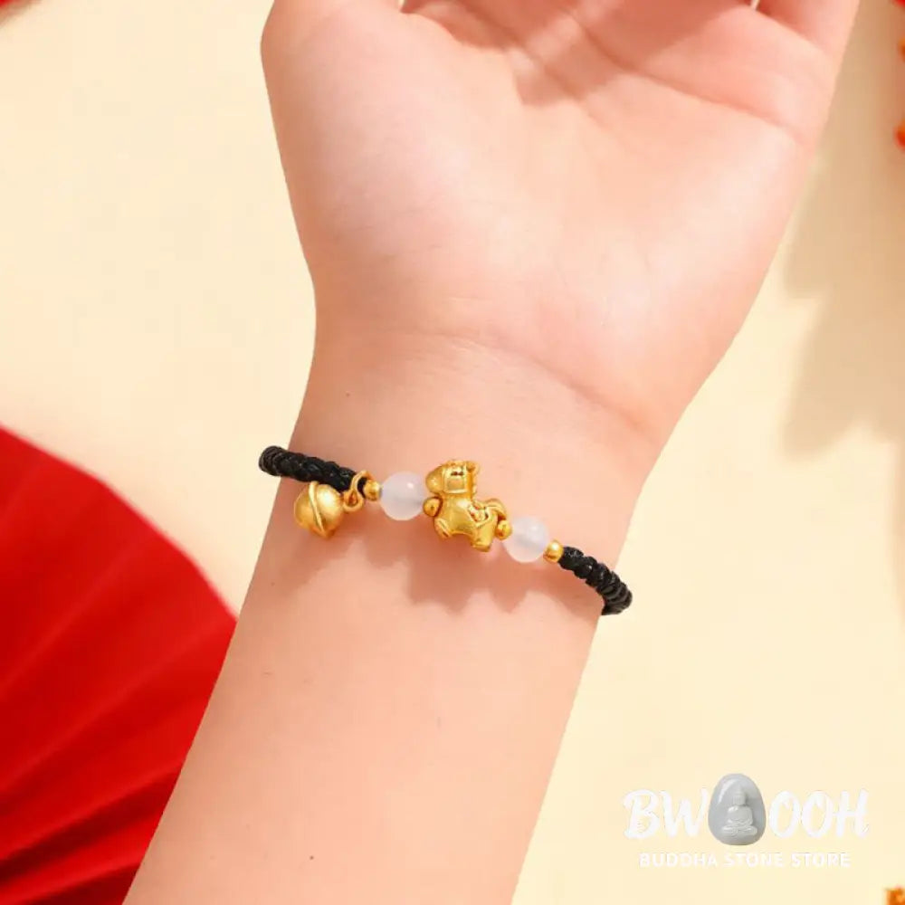 Buddha Stones Year Of The Horse Red String White Agate Connection Braided Bracelet - Bracelet