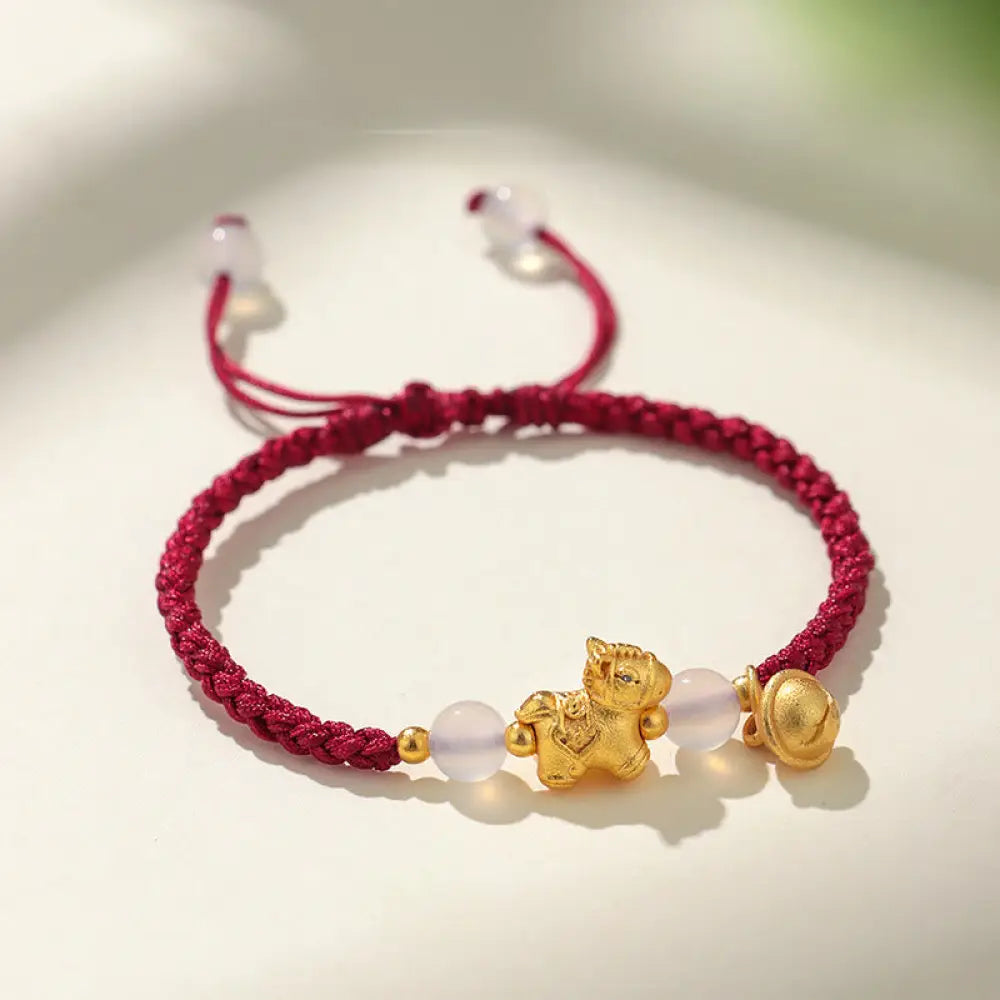 BWOOOH Year Of The Horse Red String White Agate Connectio