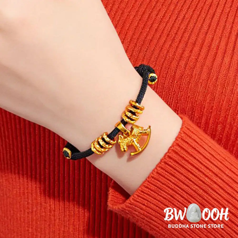 Buddha Stones Year Of The Horse Simple Horse Circle Charm Rope Faith Bracelet - Bracelet