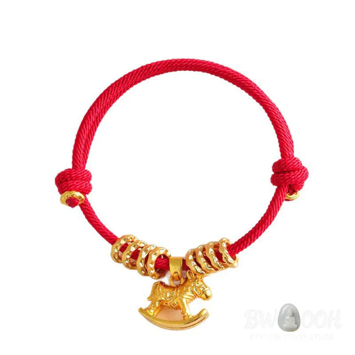 Buddha Stones Year Of The Horse Simple Horse Circle Charm Rope Faith Bracelet - Bracelet