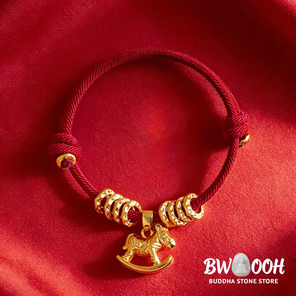 Buddha Stones Year Of The Horse Simple Horse Circle Charm Rope Faith Bracelet - Bracelet