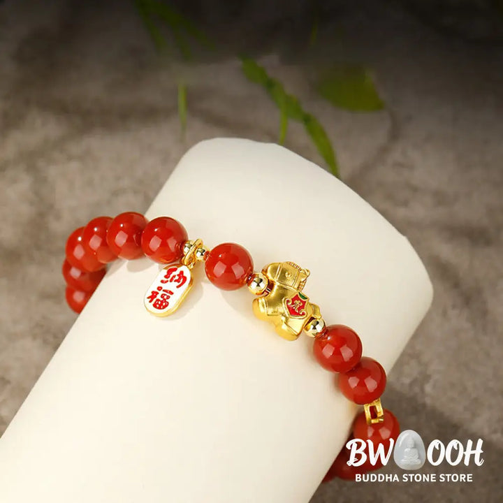 Buddha Stones Year Of The Horse South Red Agate Success Bracelet - Bracelet