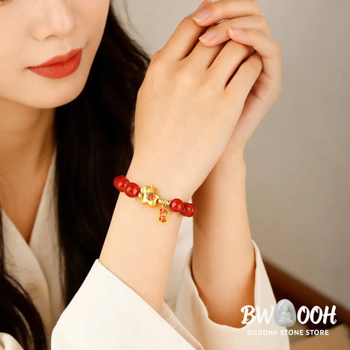 Buddha Stones Year Of The Horse South Red Agate Success Bracelet - Bracelet