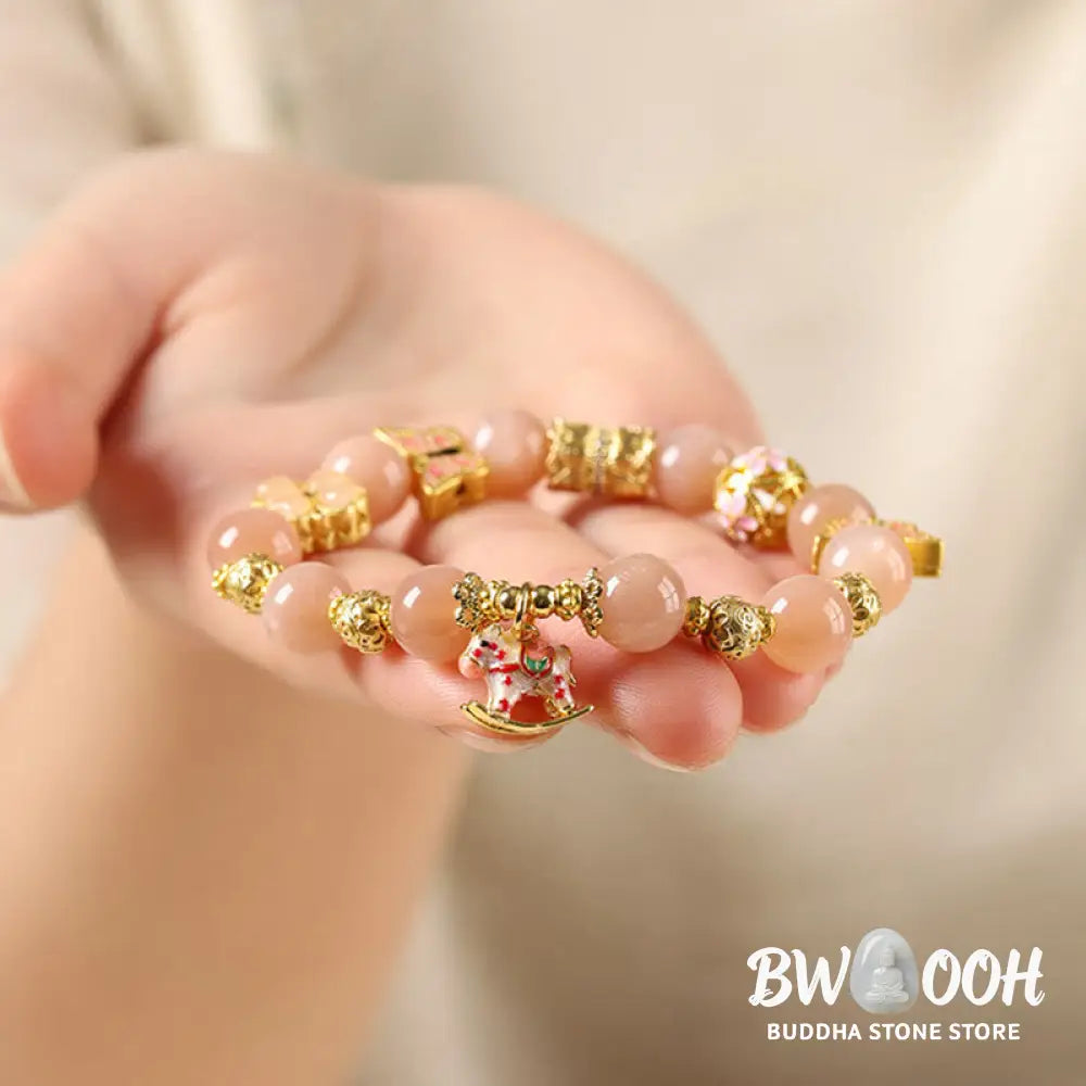 Buddha Stones Year Of The Horse South Red Agate Sun Stone Tourmaline Success Bracelet - Bracelet