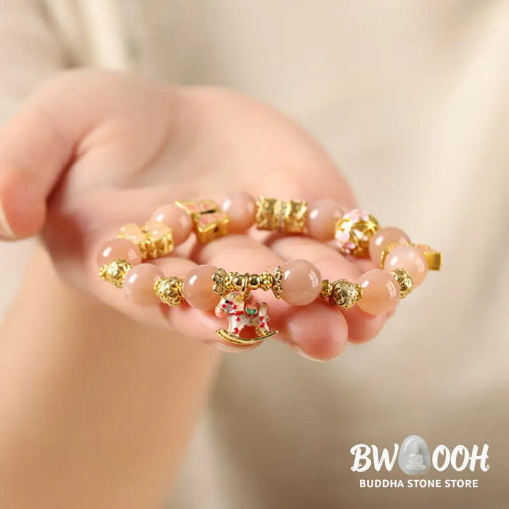 Buddha Stones Year Of The Horse South Red Agate Sun Stone Tourmaline Success Bracelet - Bracelet