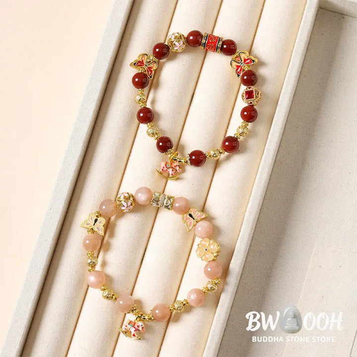 Buddha Stones Year Of The Horse South Red Agate Sun Stone Tourmaline Success Bracelet - Bracelet