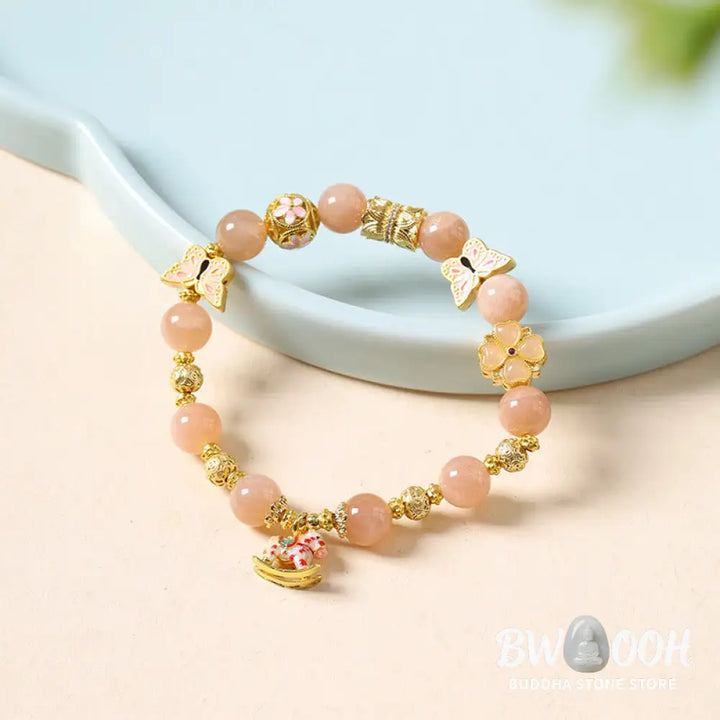 Buddha Stones Year Of The Horse South Red Agate Sun Stone Tourmaline Success Bracelet - Bracelet