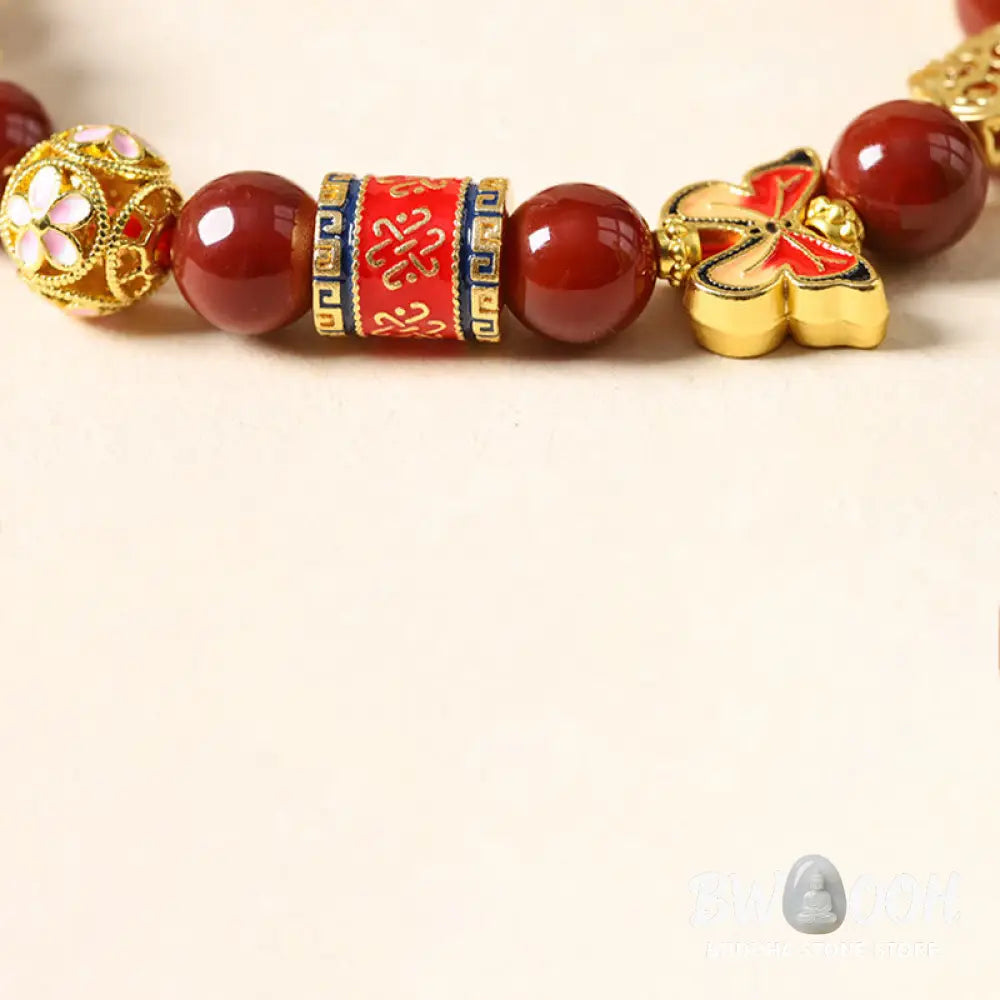 Buddha Stones Year Of The Horse South Red Agate Sun Stone Tourmaline Success Bracelet - Bracelet