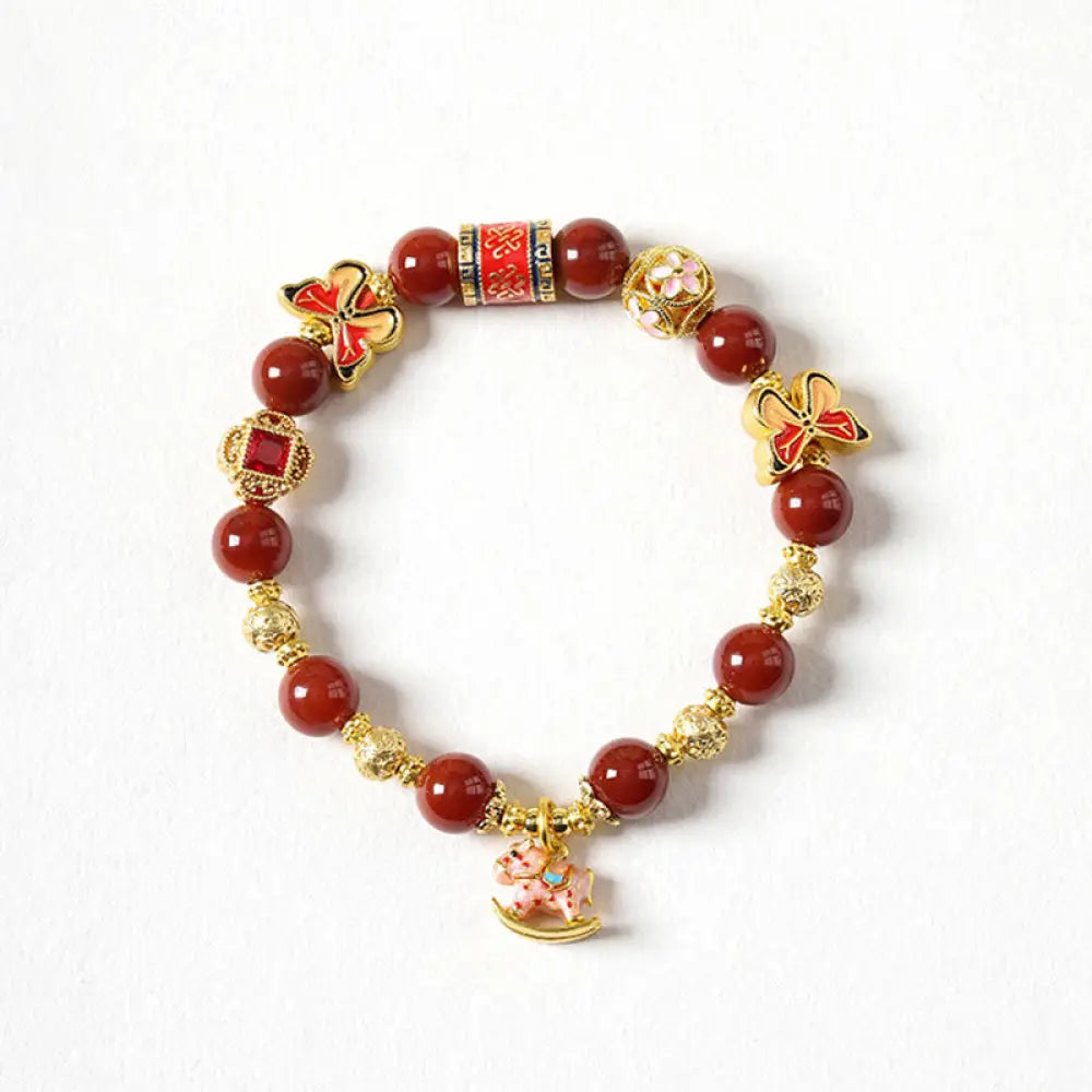 BWOOOH Year Of The Horse South Red Agate Sun Stone Tourma