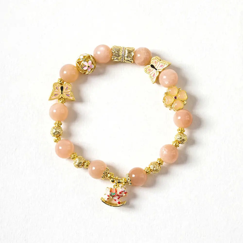 Buddha Stones Year Of The Horse South Red Agate Sun Stone Tourmaline Success Bracelet - Sun Stone Horse (Wrist