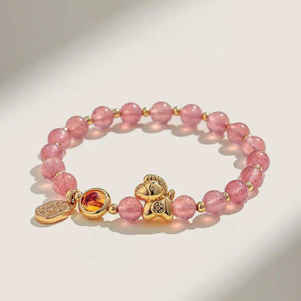 BWOOOH Year Of The Horse Strawberry Quartz Citrine Red Ag